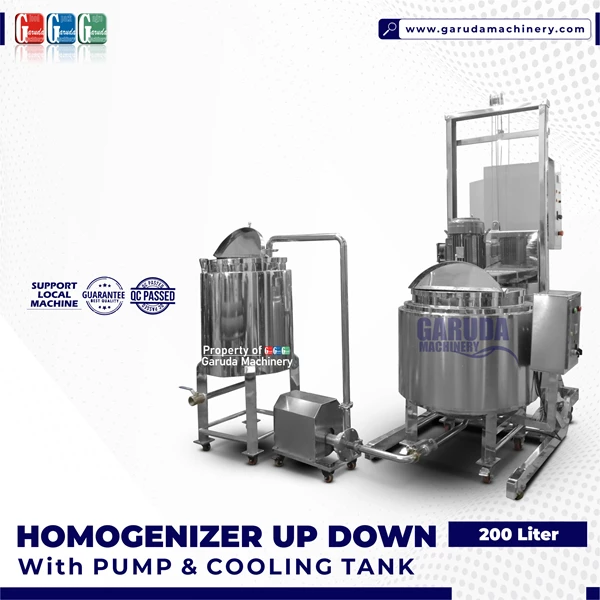HOMOGENIZER UP DOWN with COOLING TANK & TRANSFER PUMP 200 LITER